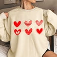 thumbnail image 1 of Qertyioot Chandail Cœur d'Amour Saint-Valentin, s Imprimé Mode Femme Manches Longues Col Rond Imprimé Blouse Ample Hauts, 1 of 3