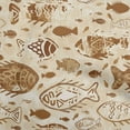 thumbnail image 1 of oneOone Cotton Silk Light Brown Fabric Asian Block Fish Quilting Supplies Print Sewing Fabric By The Yard 42 Inch Wide, 1 of 4