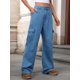 thumbnail image 4 of Pantalones Vaqueros Holgados para Mujer, Elásticos, Sueltos, de Cintura Alta y Pierna , Estilo Años 90, Y2K Azul Vaquero M, 4 of 9