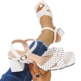 thumbnail image 6 of Willtoo Women's Heeled Sandals Polka Dots Comfortable Strappy Block Heels Sandals Dressy Ankle Strap Open Toe Party Shoes, 6 of 6