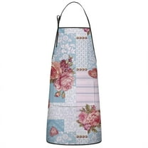 Pioneer Flower Floral Print Pattern Apron-Garden Aprons for Women with Pockets-Cotton Linen Waterproof Kitchen Cooking Gardening Aprons Adjustable for Kitchen,Cooking,BBQ and Salon 33x27 Inch