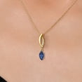 thumbnail image 3 of Gem Stone King 14K Yellow Gold Blue Sapphire and Lab Grown Diamond Pendant Necklace for Women | 0.66 Cttw | Gemstone September Birthstone | Marquise 8X4MM | With 18 inch Chain, 3 of 6