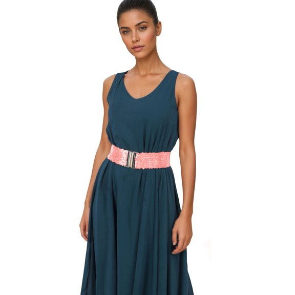 SRZYMJ Womens Elastic Waist Belt for Stretch Glitter Sash Dress Adjustable Fashion Belt