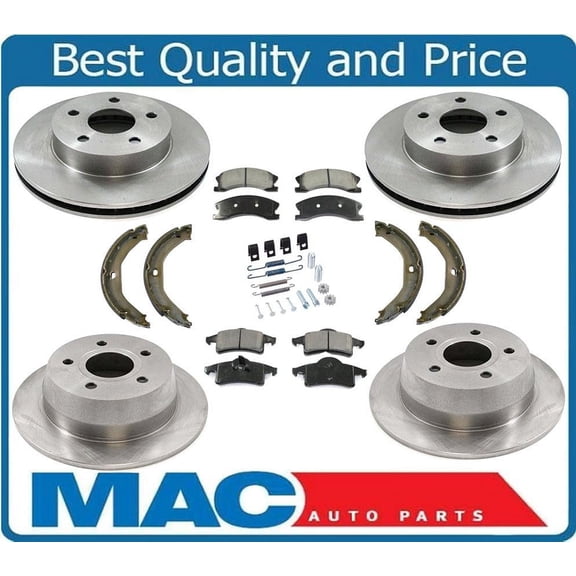 New Front Rear Rotors Brake Pads Shoes Spring Kit for Jeep Grand Cherokee 03-04