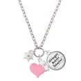 thumbnail image 1 of Delight Jewelry Silvertone Hexagram Star - Light Pink Heart Nurse Strong Zoe Necklace, 1 of 4