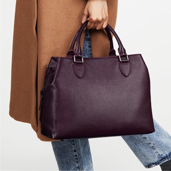FEIMINA luxury designer handbags ,Genuine Leather Tote Bag for Women, Large Crossbody Bag, Purses Shoulder Bags for Women (Dark purple)