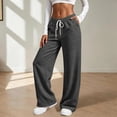 thumbnail image 6 of Sweatpants for Women Plus Size Winter Solid Color Elastic Waist Warm Pants Athletic Wide Leg Drawstring Trousers with Pockets, 6 of 8