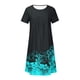 thumbnail image 4 of ICHUANYI Clearance Women's Summer Bohemian Print Short Sleeve Beach Dress Knee Length Dress(Black, XL) ICHUANYI WER2023080700095, 4 of 5