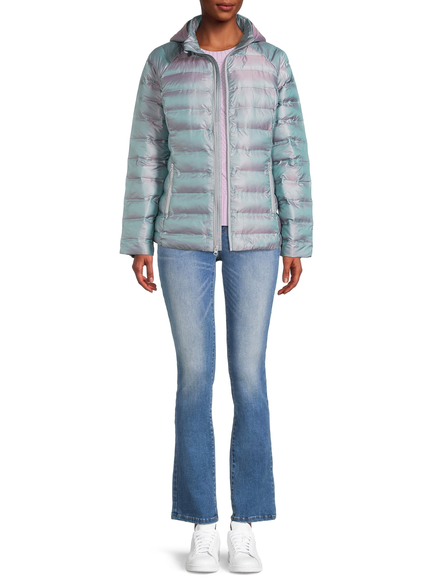 time and tru women's packable puffer jacket with hood