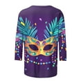 thumbnail image 4 of YUGYXL Mardi Gras 3/4 Sleeve Tshirts for Women Plus Size Novelty Mask Graphic Shirts Summer Crew Neck Loose Comfy Blouse Ladies Soft Tunic Tees Carnival Themed Tops, 4 of 5