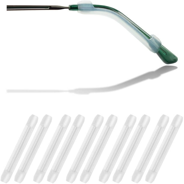 Retenedor de manga de puntas de sien para anteojos de silicona suave, retenedores de anteojos cómodos elásticos antideslizantes para gafas de sol, anteojos de lectura, 5 pares, transparente