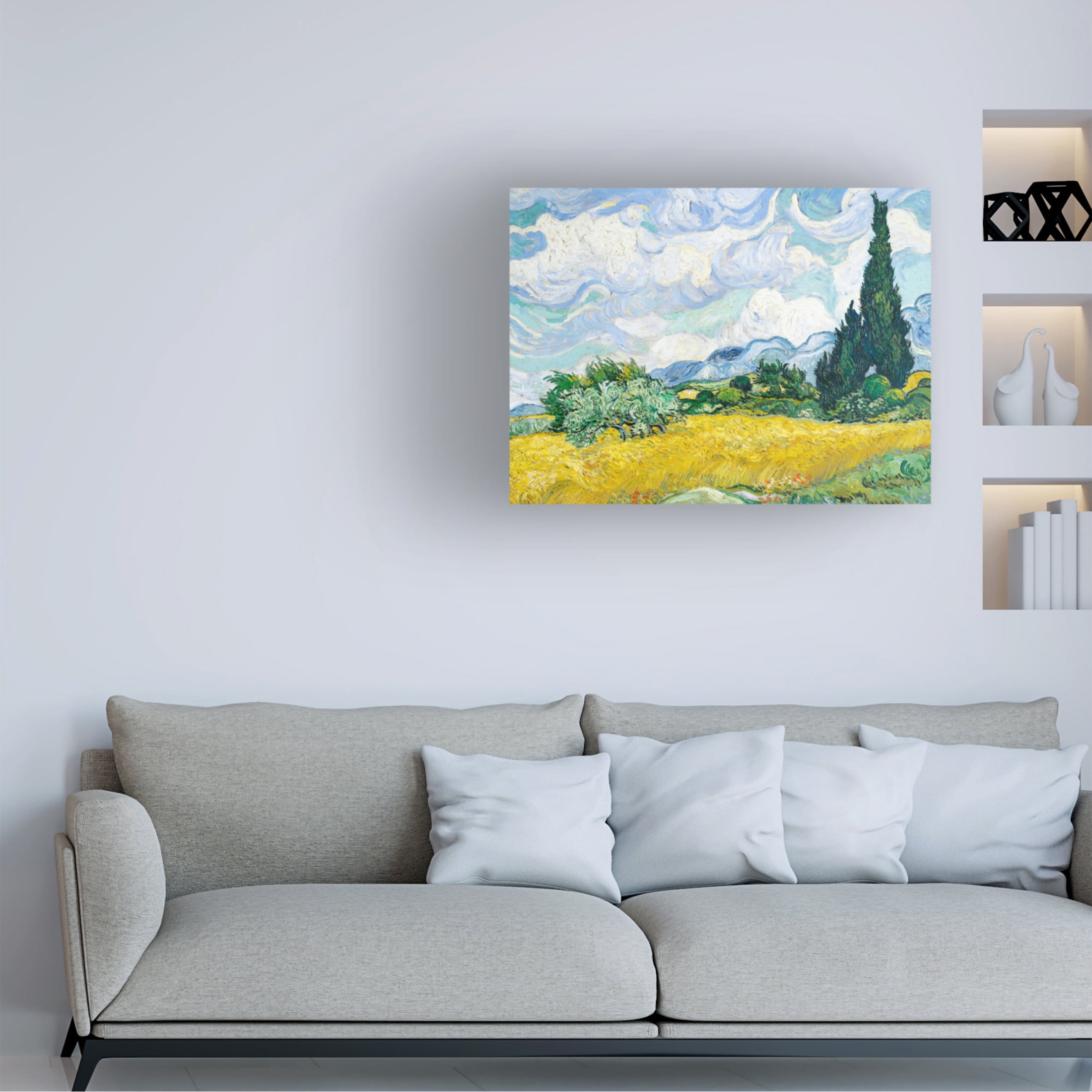 Trademark Fine Art Pictufy Wheat Field With Cypresses Canvas Wall Art