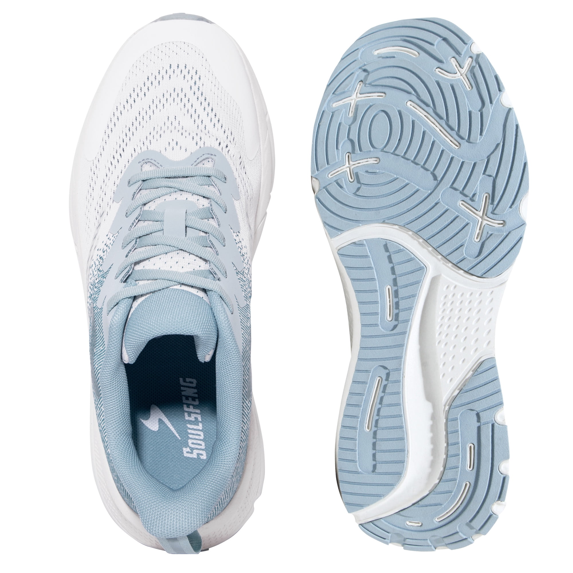 Men’s Lightweight Running Shoes Women's Stylish Athletic Sneakers for Walking Workout Gym Tennis Cross-Training White Navy Size 8