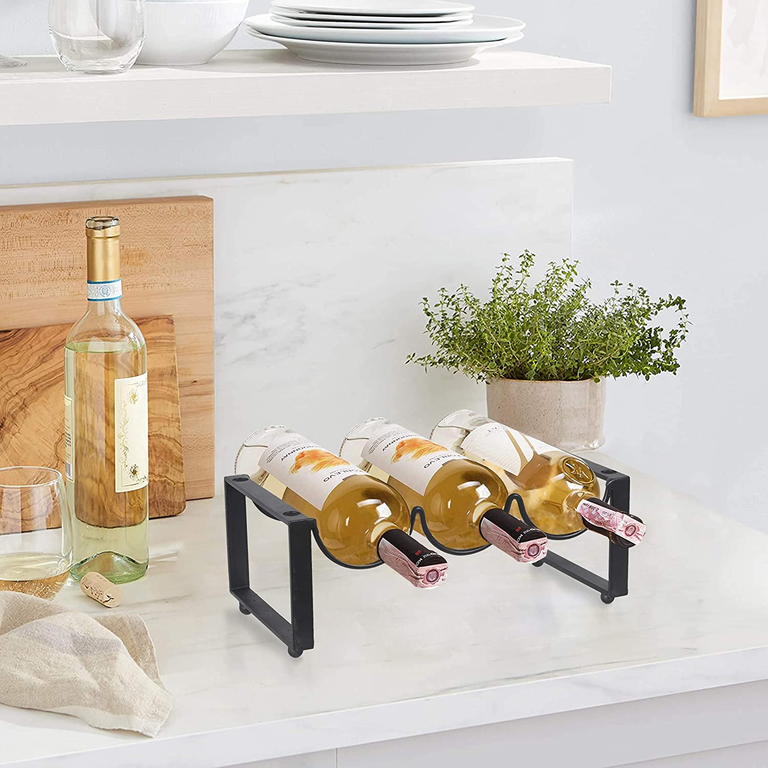 Buy Wine Rack 2 Tier FreeStanding Black Metal Wine Racks Six Bottle U200059 Online at Lowest