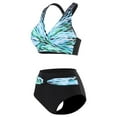 thumbnail image 3 of SWSMCLT Women's V Neck Bikini Set Swimsuit 2 Piece High Waisted Bathing Suit Full Coverage Tribal Printed Push Up Ruched Twist Front Swimming Swimwear Geometry X-Large, 3 of 4