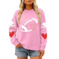 thumbnail image 3 of Women's Vintage Football Graphic Crew Neck Long Sleeve Pullover Sweatshirt, Oversized Loose Fit Drop Shoulder Casual Top, for Daily Wear or Trendy Street Style Outfits Pink M, 3 of 4