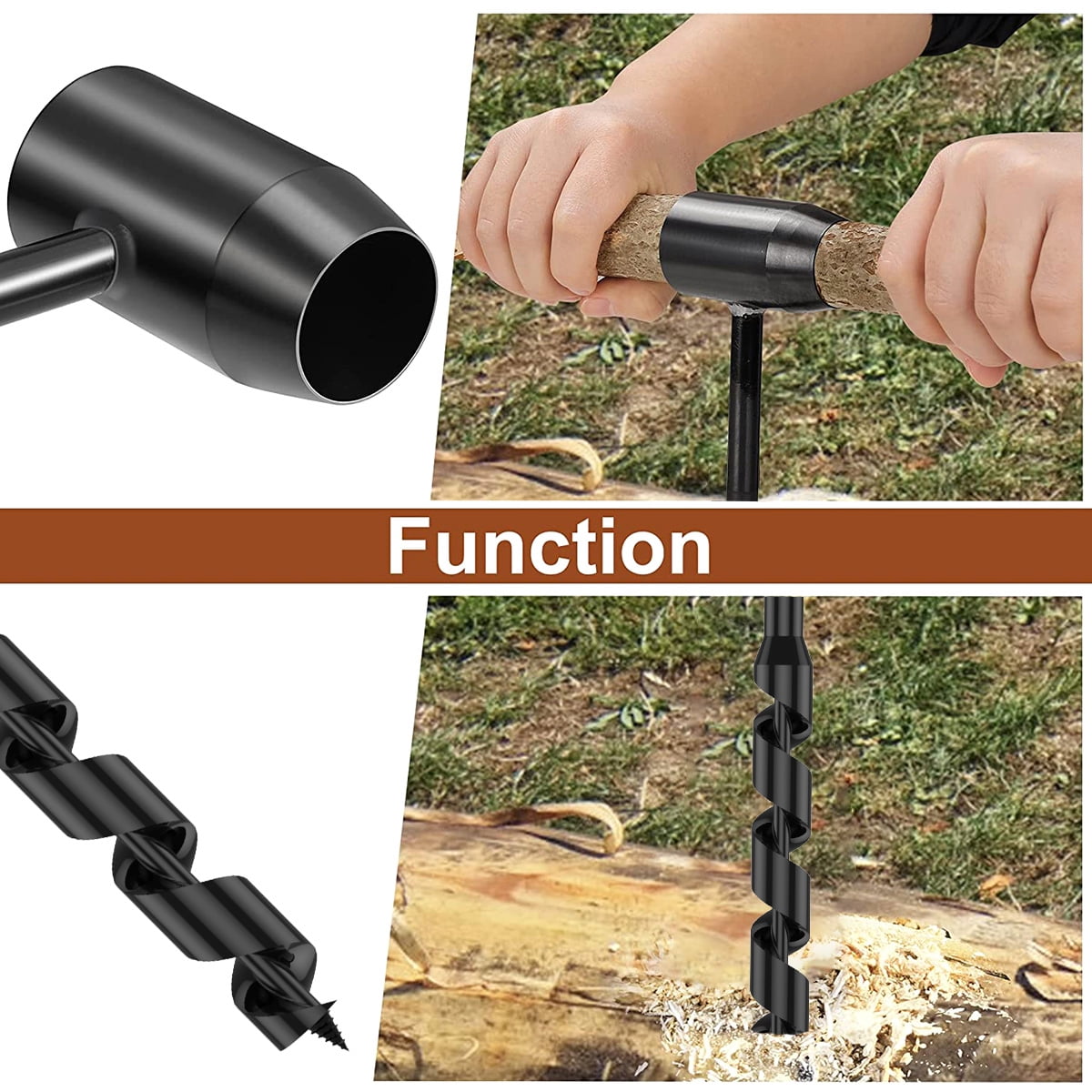 Thren Bushcraft Hand Drill Carbon Steel Manual Auger Drill Portable Hand Survival Drill Bit Hole Punch Tool for Outdoor Camping Hiking, Size: 0.75 x