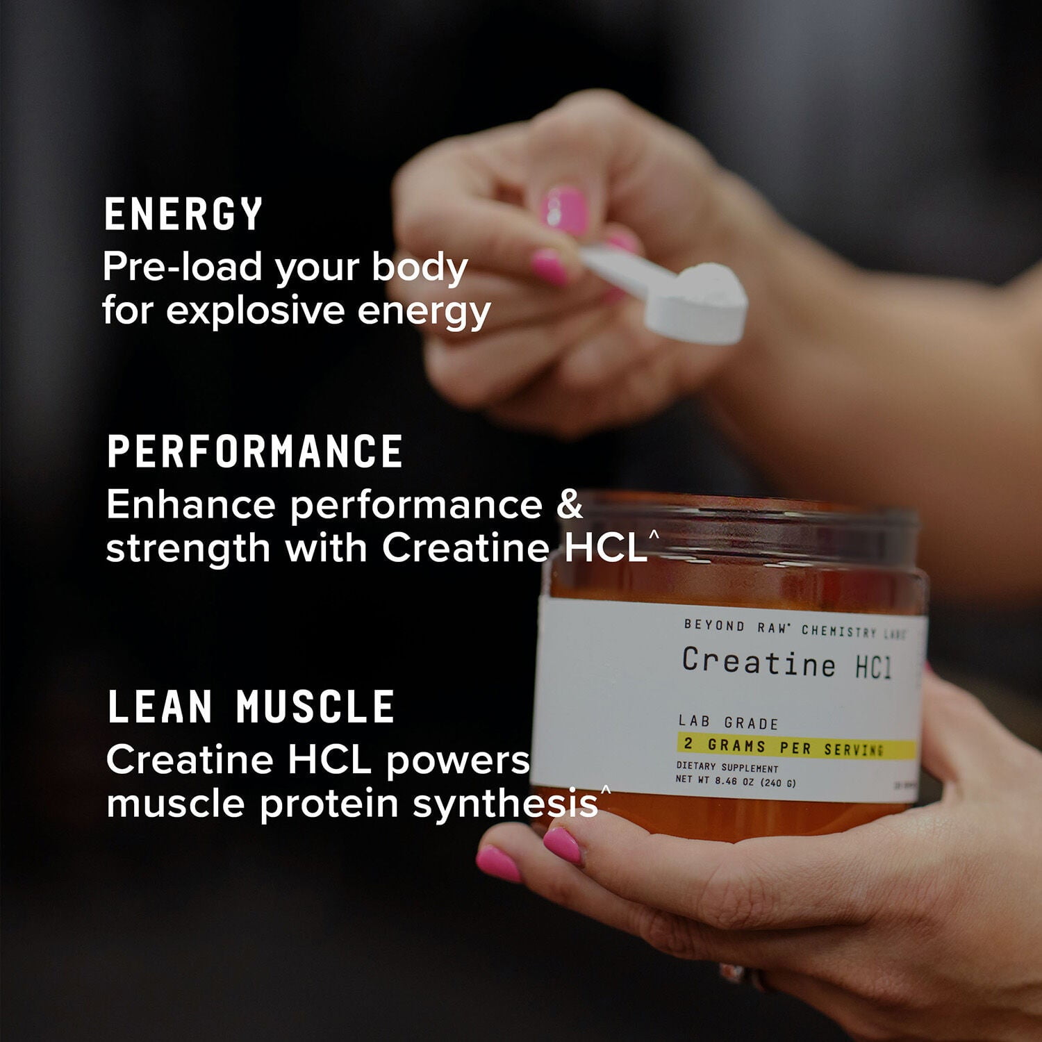 BEYOND RAW Creatine HCl Powder for Men and Women, Muscle Strength and Growth, Energy Production, Athletic Performance, Cognitive Support, Cellular Hydration, Science-Backed, Lab Grade, 120 Servings