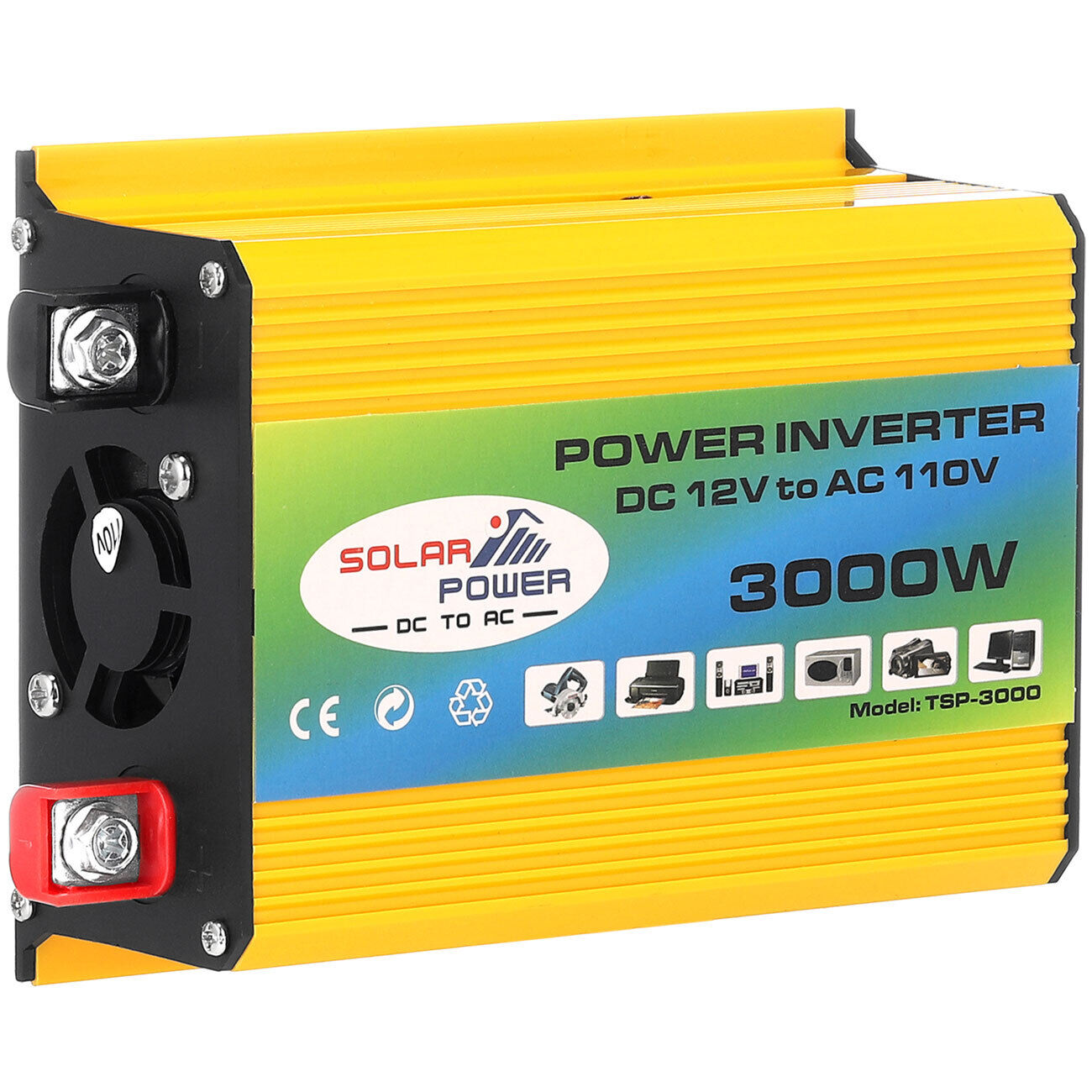 3000W Car Power Inverter DC 12V To AC 110V Sine Wave Solar Converter Dual USB US