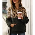 thumbnail image 3 of Sudadera de Mujer con Cremallera de un Cuarto con Estampado de Empalme Sudadera de Felpa Engrosada con Bolsillo para Primavera Otoño Invierno OD Verde XL, 3 of 8