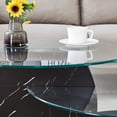thumbnail image 5 of Glass Coffee Tables for Living Room Round Coffee Tables Black Marble Pattern Circle Coffee Table for Small Space Home Office,Oval Countertop, 5 of 10
