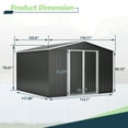 thumbnail image 3 of LZBEITEM 10 x 10 ft Outdoor Storage Shed, Metal Garden Tool Shed with Lockable Door, Outside Sheds & Storage Galvanized Steel, Black, 3 of 8