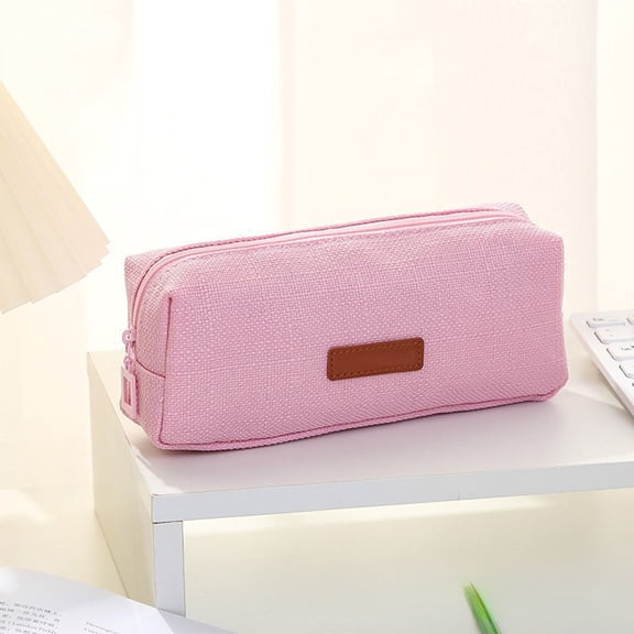 Kbndieu Cute Pencil Case Pouch, Large Capacity Pencil Pouch Bag for Office Stationery Organizer, Simple Sturdy Multifunctional Pen Case, Pink