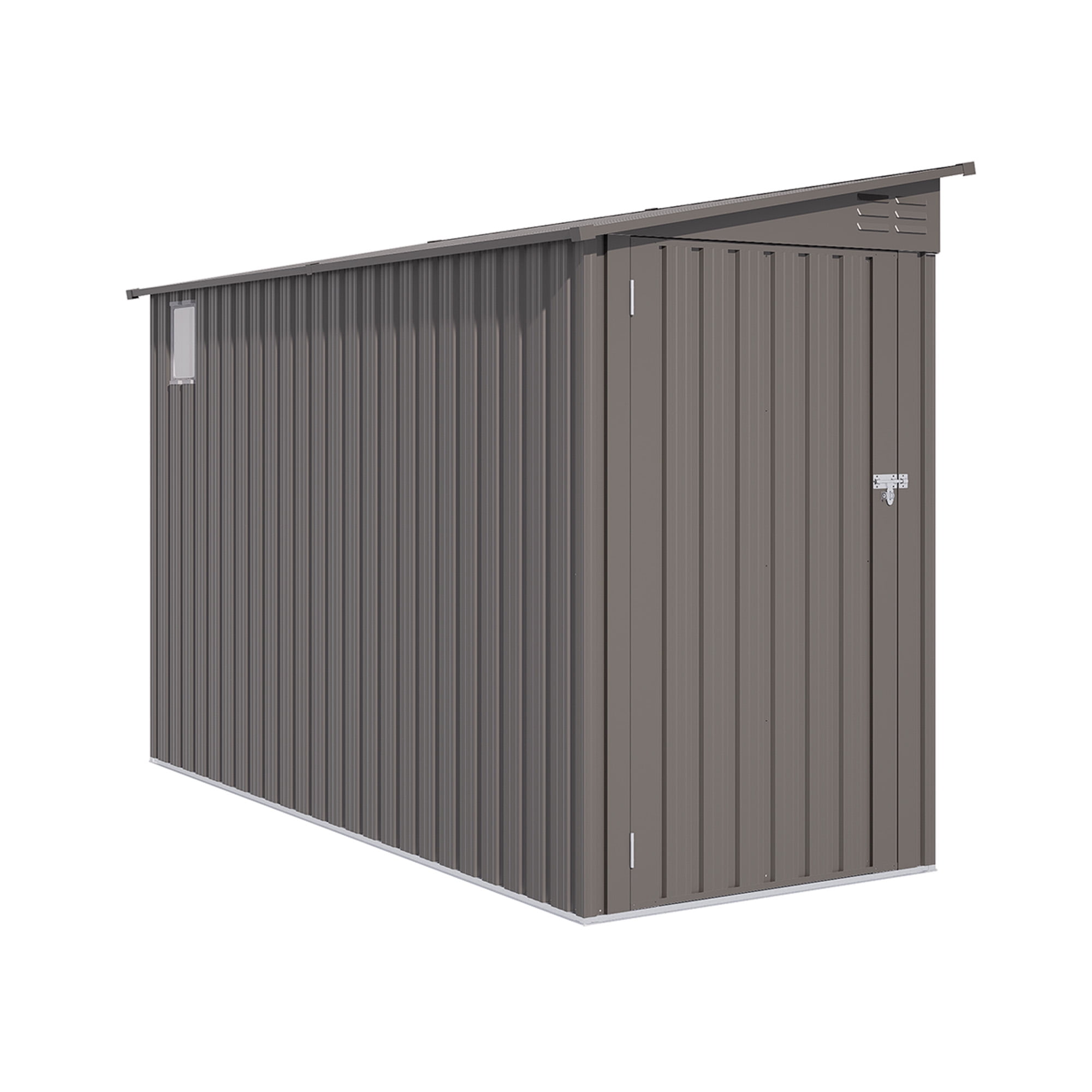 Easmvetaln 4x9FT Metal Lean To Shed with Window & Lockable Door, Outdoor Storage Shed for Backyard Garden (Gray)
