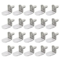 Shelf Support Pegs, 40 Pack 5mm L-Shaped Shelf Pin with Rubber Sleeve, Silver Tone