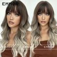 thumbnail image 2 of Amazon Bestselling Air Bangs Big Wave Long Curly Hair Gradient Brown Black Brown Multi-color European and American Style Wig for Women, 2 of 7