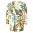 thumbnail image 3 of JTZGDY Plus Size Womens 3/4 Tunic Tops for Leggings Loose Fit Casual Tropical Floral Printed Beach Vacation Tees Shirt Trendy Oversize Crewneck Graphic Tshirt Blouse Gold M, 3 of 6