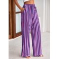 thumbnail image 4 of Pantalones de pijama PRETTYGARDEN para mujer, pierna ancha, algodón a rayas, 4 of 9