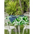thumbnail image 3 of Outdoor Tablecloth with Umbrella Hole for Patio/Picnic/Party/Camping, Green Football Waterproof Table Cloth Round Cover Washable, Watercolor Soccer Geometric Sports (Dia 54"), 3 of 9