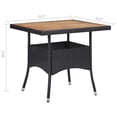 thumbnail image 5 of Outdoor Dining Table, 31 Inch Square Acacia Wood Top Black Rattan Base, 5 of 9