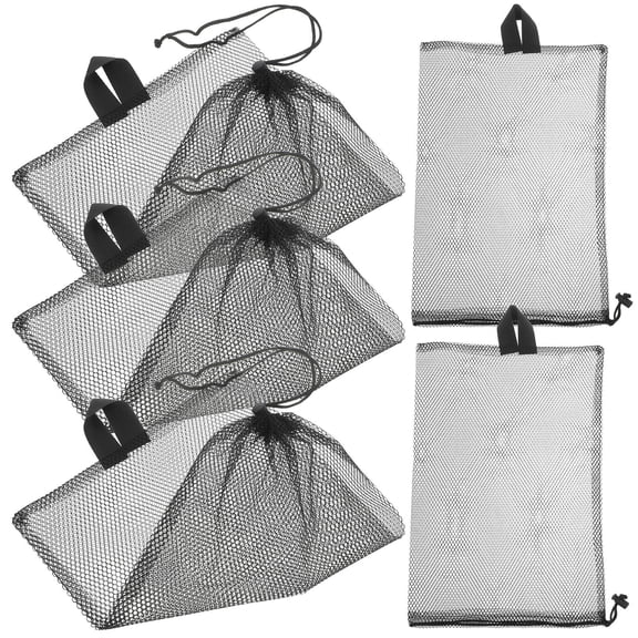 LOLIPPYY 5-Pack Outdoor Mesh Drawstring Pouches for Clothes, Nylon Storage Bags for Travel and Camping