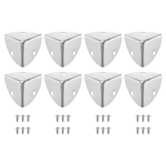 8 Pcs Furniture Corner Edges Protector, 23mm Metal Edge Guard with Screws, Silver