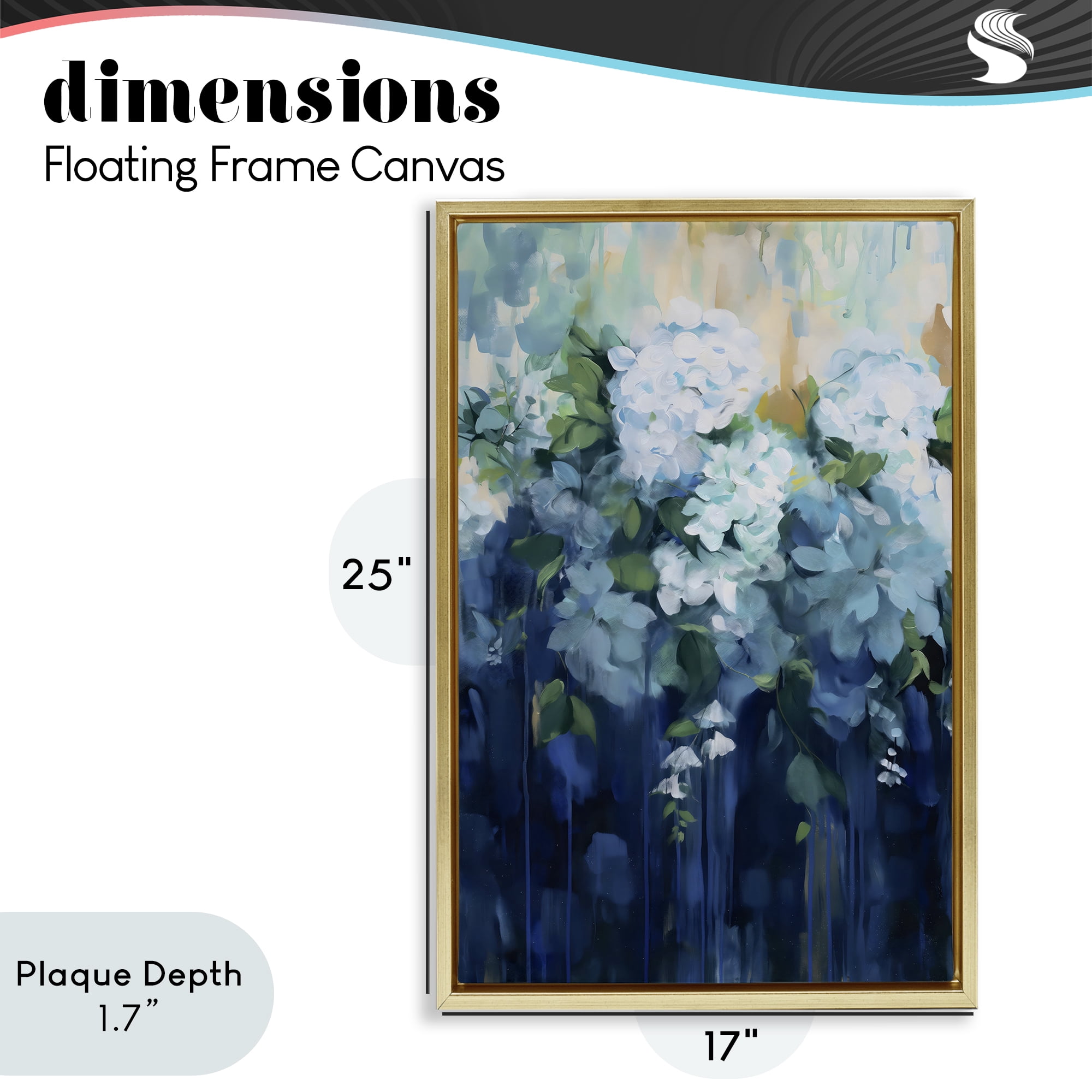Stupell Industries Lush Blue Hydrangea Abstract Gold Framed Floater Canvas Wall Art, design by Gina Kelly