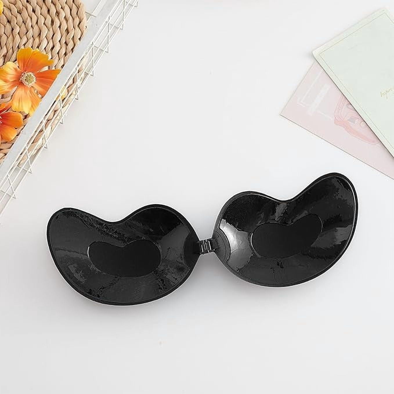 NIPCINN Push Up Sticky Bra for Women Reusable Adhesive Invisible Silicone Lift Bra for Backless Strapless Dress, Women's, Black