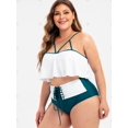 thumbnail image 3 of Volante de tiras con cordones más el tamaño de traje de baño bikini Rosegal Abrigos de talla grande, 3 of 5