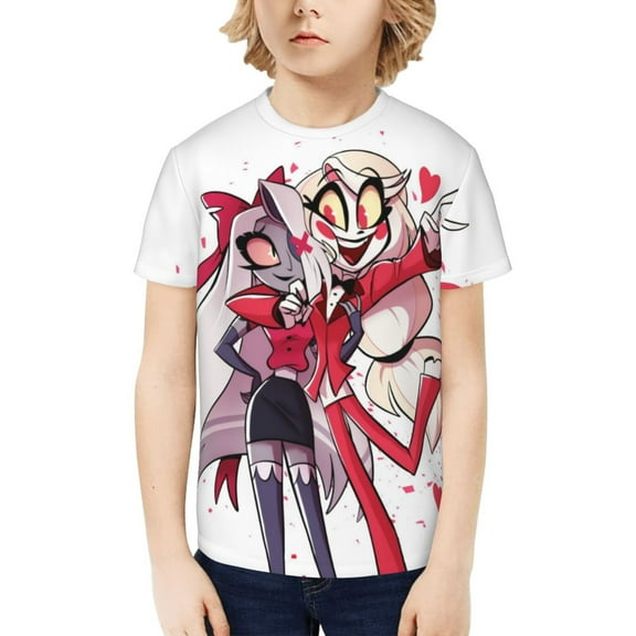 Hazbin Hotel Kids T-Shirt 3d Printed Graphic T-Shirts Boys And Girls Short Sleeve Shirts For Youth Kids X-Small