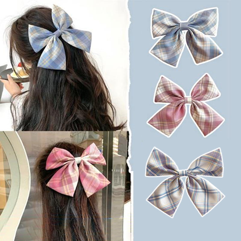 New Ladies Coral and White 14cm Wide Double Bow Hair Clip Hair Accessories 