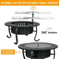 thumbnail image 6 of TLSUNNY 37" Outdoor Round Fire Pit & BBQ Grills, Wood Burning Fire Pit, w/ Swivel Cooking Grates, Lid and Fire Poker for Garden & Camping, 6 of 10