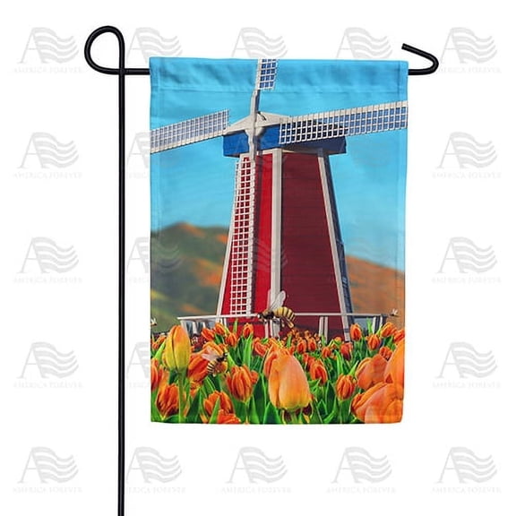 America Forever Spring Bee Garden Flag 12.5 x 18 inches Double Sided Windmill, Summertime, Honeybee, Flowers, Colorful - Seasonal Yard Lawn Outdoor Decorative Spring Tulip Garden Flag