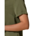 thumbnail image 5 of INSPIRE CHIC Women's Summer Casual V Neck Short Sleeve Curved Hem Tunic Tops L Army Green, 5 of 6
