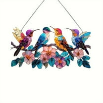 Bfogop 2D Acrylic Birds Wall Art Decor on Branch Acrylic Silhouette Sculpture Colorful Leaves Vivid Birds on Branch Rustic Outdoor Decor for Balcony Garden Indoor Outdoor