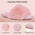 thumbnail image 4 of Women's Fuzzy Faux Fur Foam Flat Spa Slide Slippers Open Toe House Shoes Sandals, 4 of 7