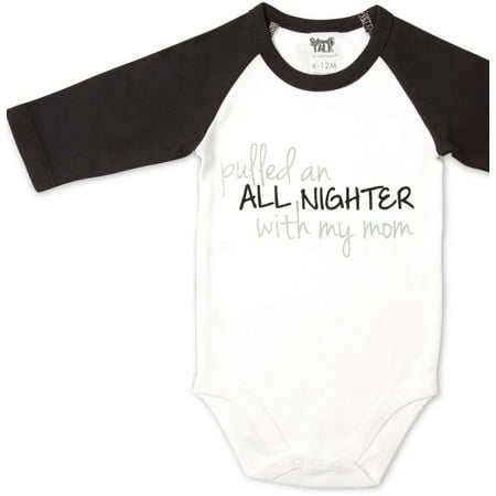 Pavilion  - Pulled an all Nighter with My Mom Black Unisex Baby 3/4 Long Sleeve Bodysuit 6-12 Months