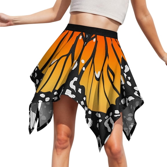 Jamsmile Women Skirts Butterfly Rainbow Tutu Carnival Skirts High Waisted Trendy High Elastic Waist Casual Carnival Skirts