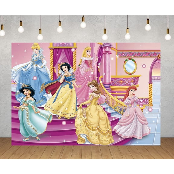 Princess birthday party backdrop, 60×40 inch princess-themed party decoration backdrop, suitable for indoor and outdoor party photography decoration.