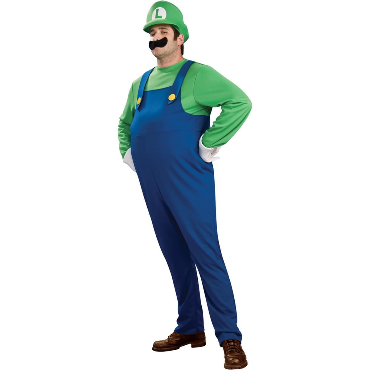 Super Mario Bros Luigi Costume Adult Men Plus - Walmart.com
